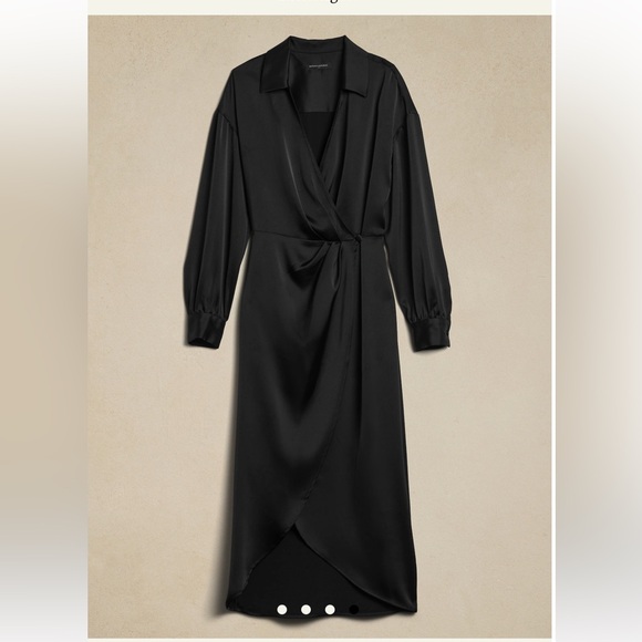 SATIN COLLAR-WRAP MIDI DRESS - Picture 4 of 6